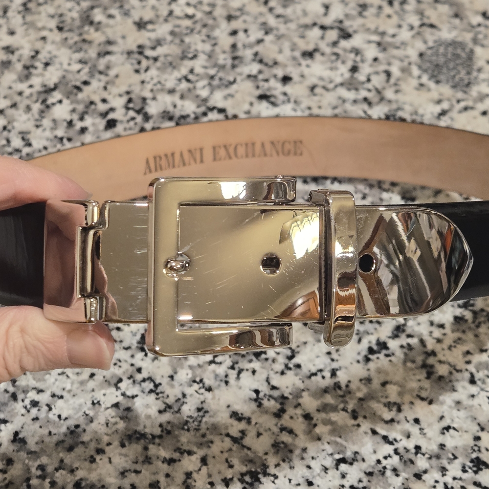 Armani Exchange | Italian Leather Belt with Adjustable Clamp Buckle